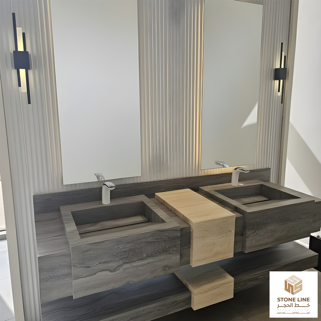 مغسلة رخام رمادي فاخر